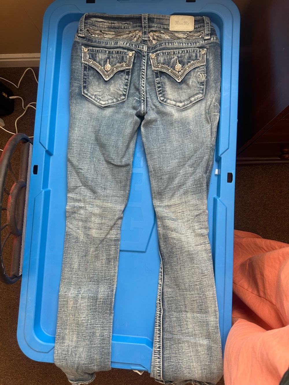 Miss Me Light Blue Skinny Jeans with Embroidered Back Pockets